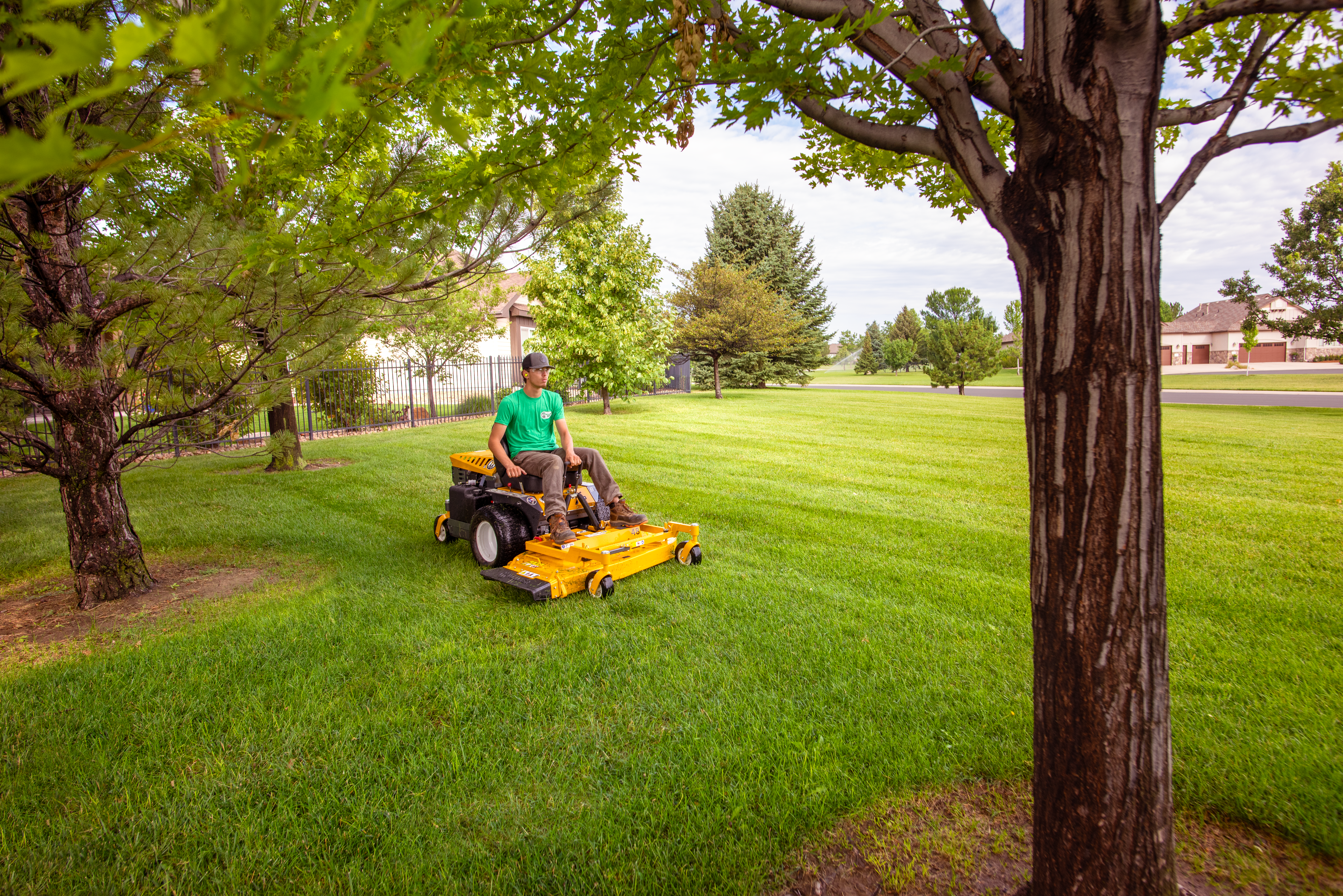 Walker B23 with 48-inch deck mowing between trees